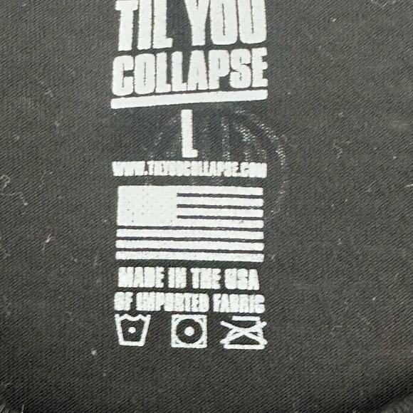 Til You Collapse Cropped T-Shirt Large Black White Activewear Running Cross Fit - Picture 3 of 4
